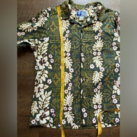 Styled by RJC Vintage authentic Hawaiian shirt mens sz L green luau vacation EUC - Picture 8 of 11